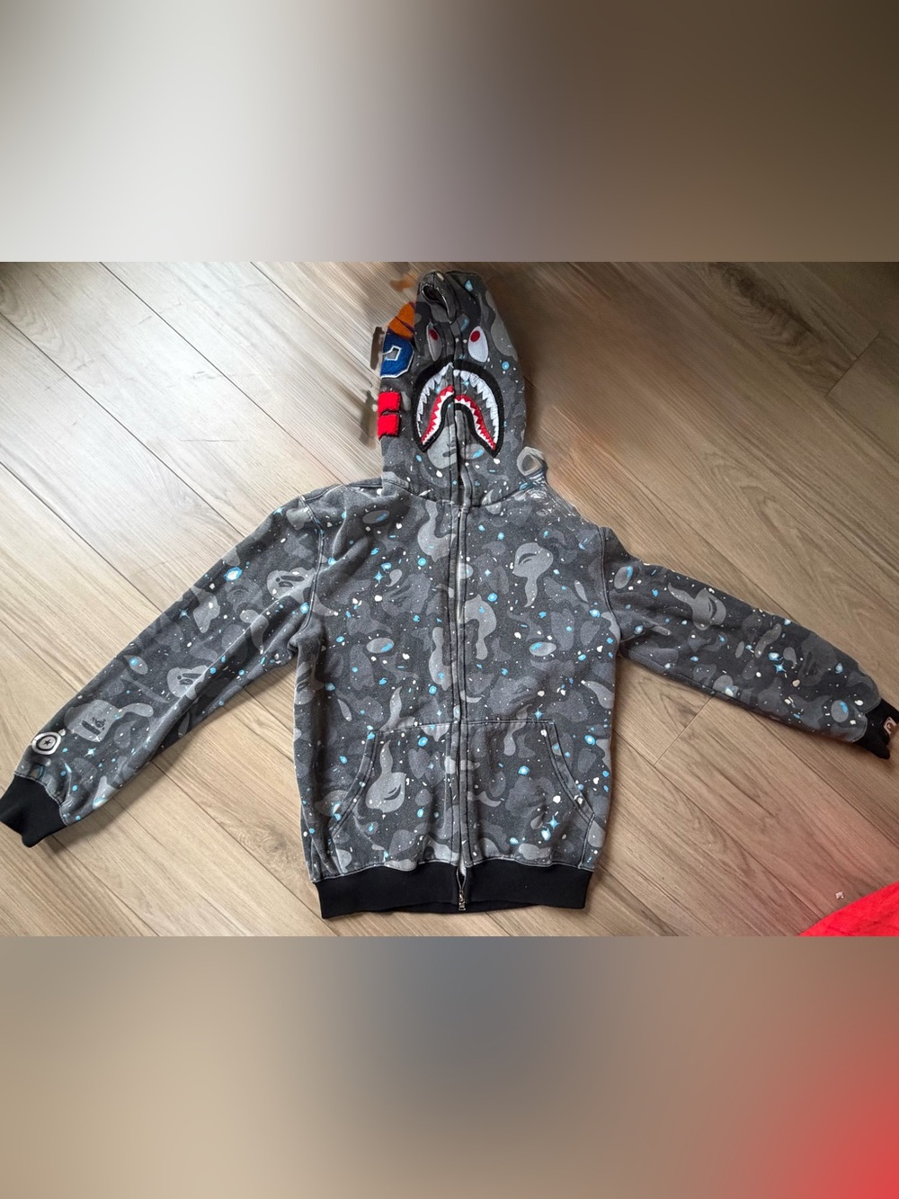 A Bathing Ape Shark Tiger Camo Full Zip Hoodie Mens S or M